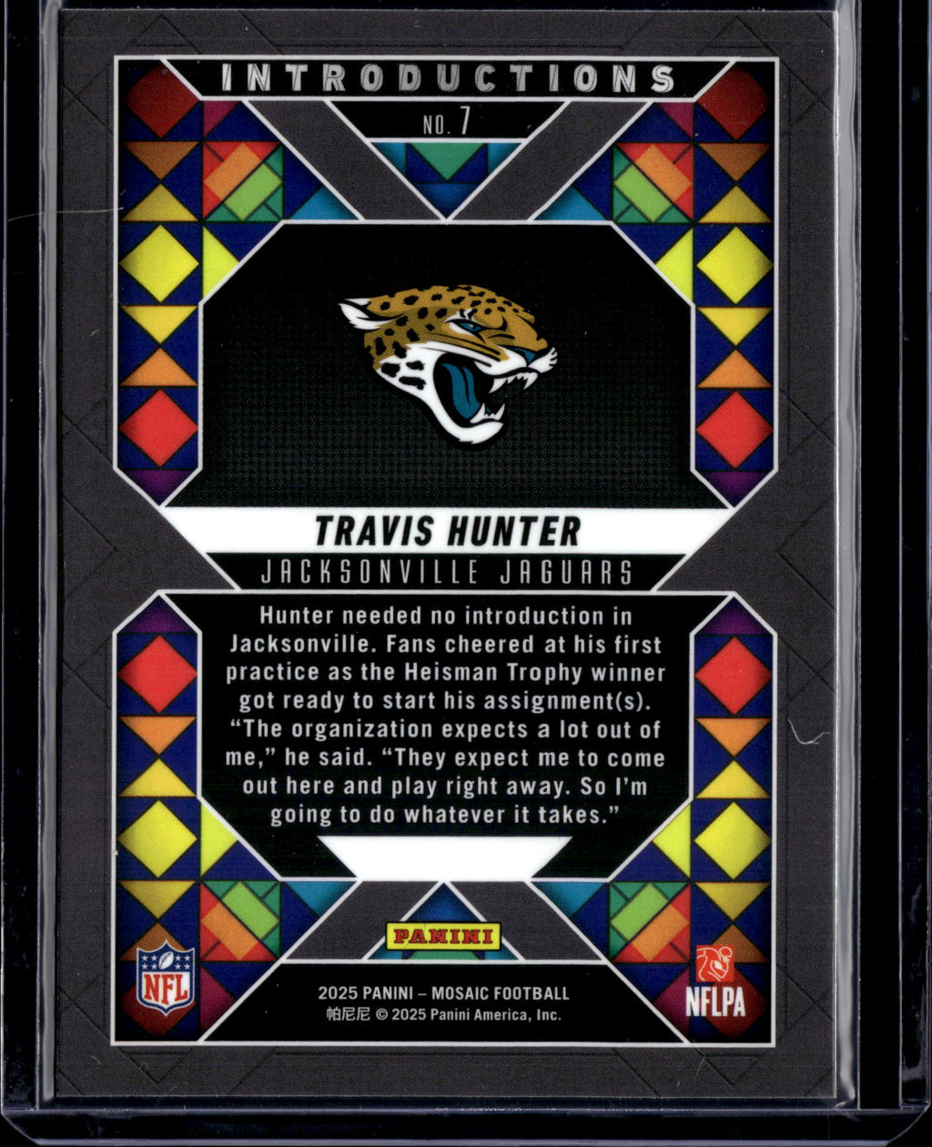 2025 Panini Mosaic Mosaic Introductions Travis Hunter #7 Stained Glass RC