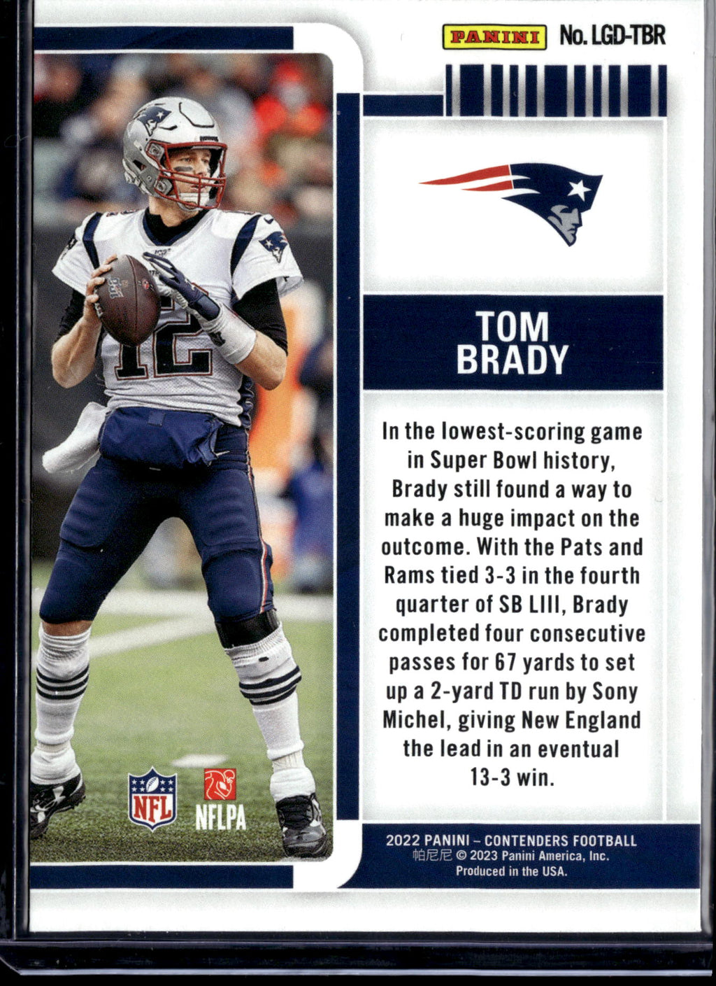 2023 Panini Contenders Football Legendary Tom Brady #LGD-TBR