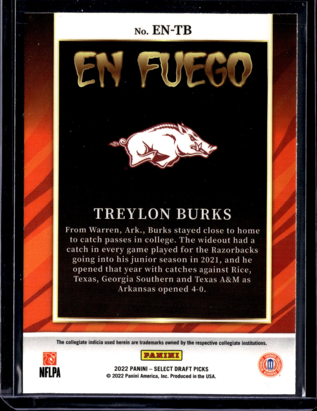 2022 Panini Select Draft Picks En Fuego Treylon Burks #EN-TB
