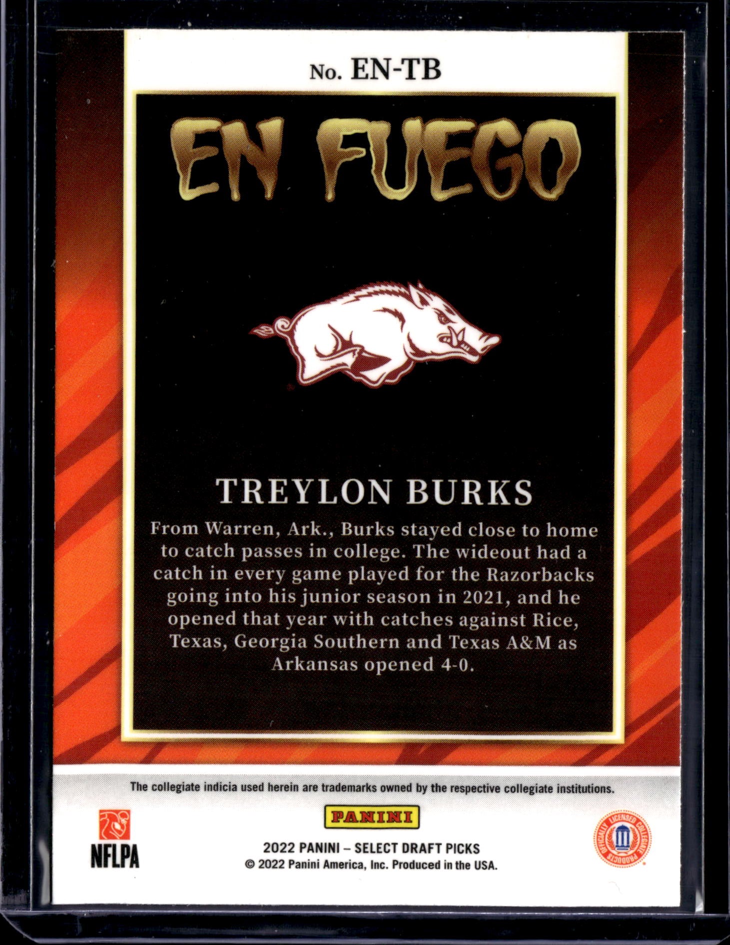 2022 Panini Select Draft Picks En Fuego Treylon Burks #EN-TB