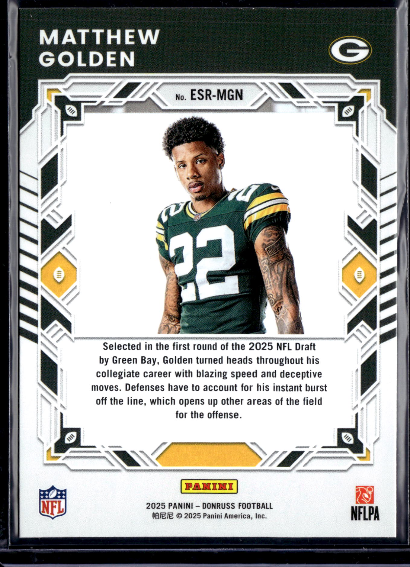 2025 Donruss Elite Series Rookies Matthew Golden #ESR-MGN Tiger Stripe