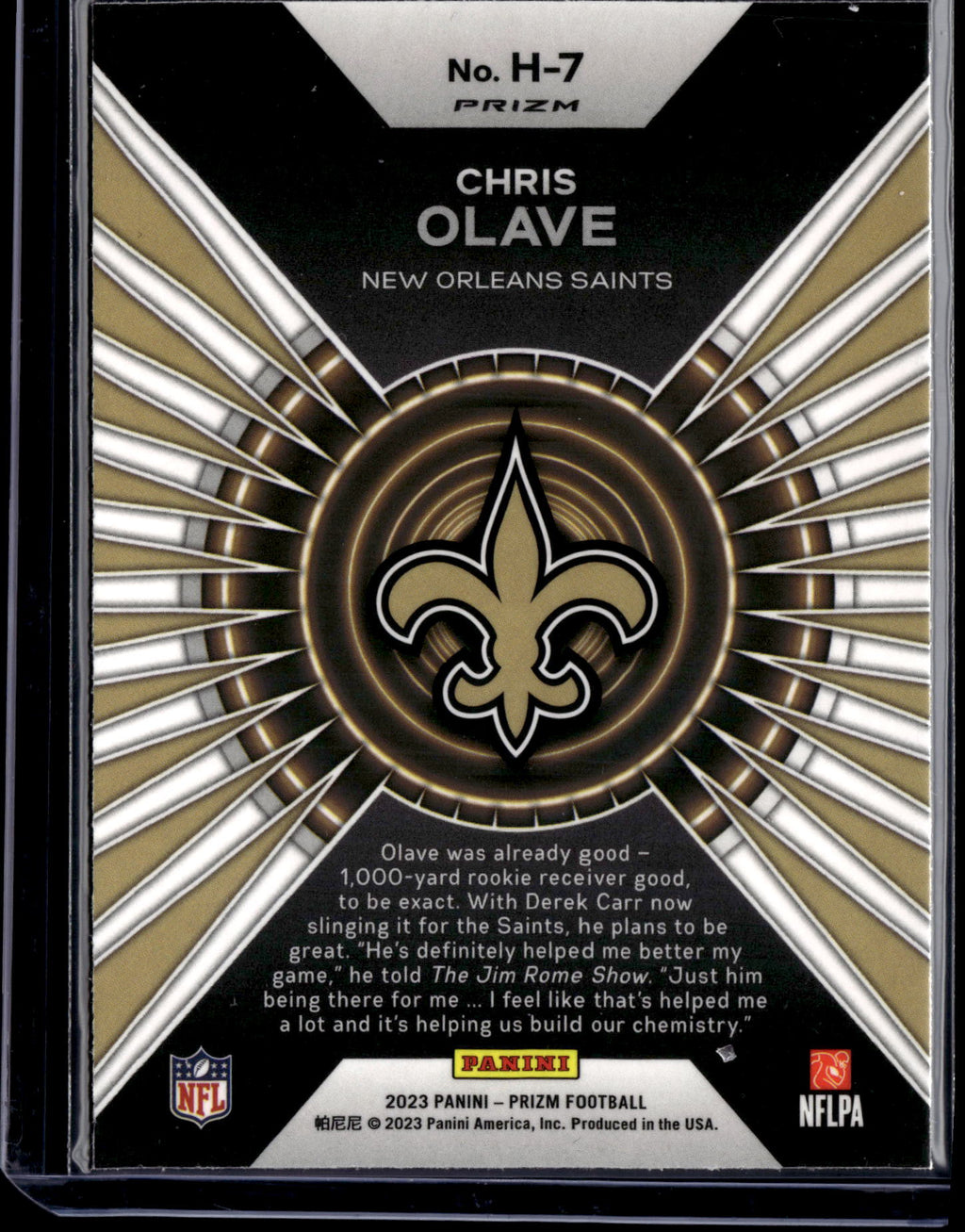 2023 Panini Prizm Hype Chris Olave #H-7 Green