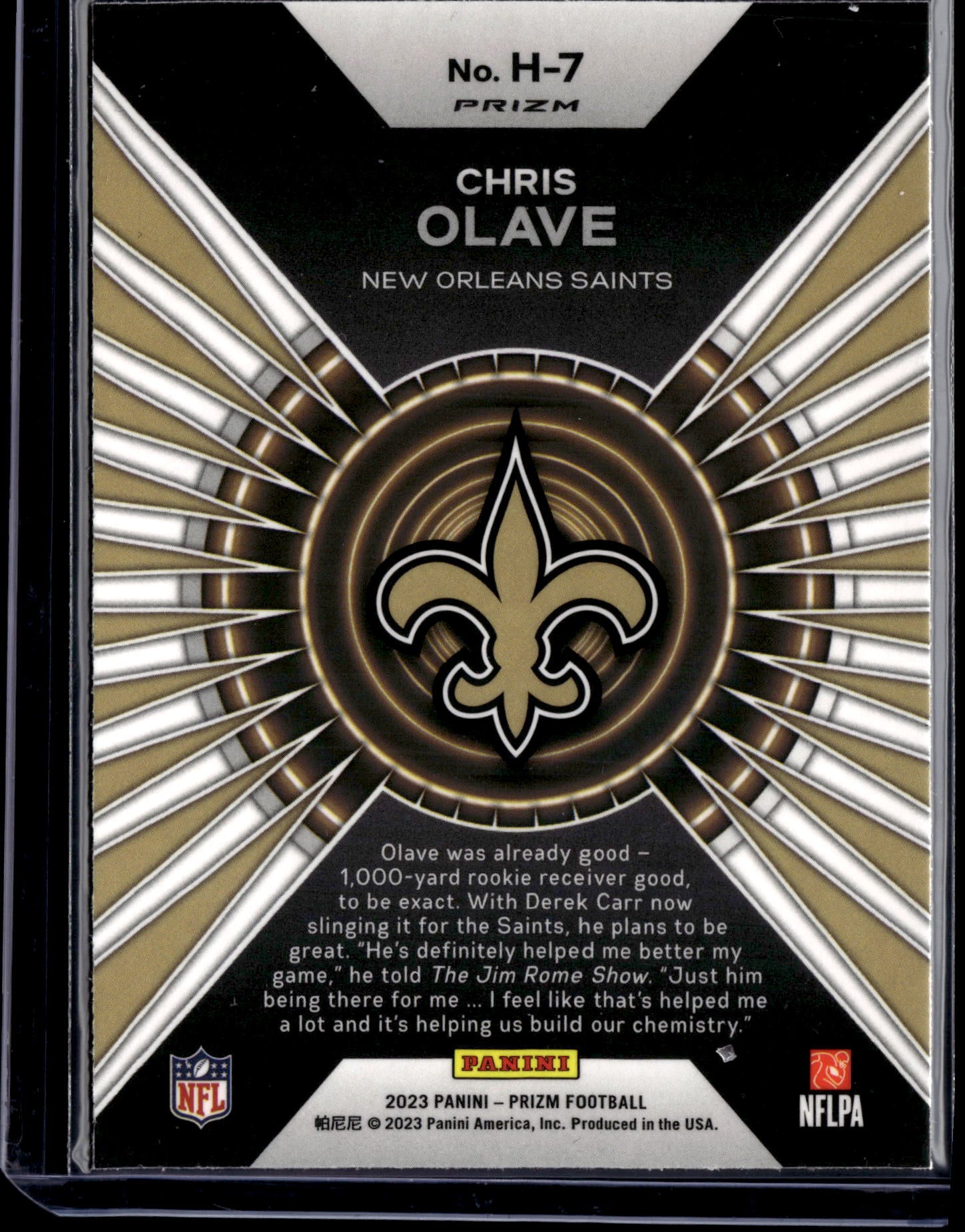 2023 Panini Prizm Hype Chris Olave #H-7 Green