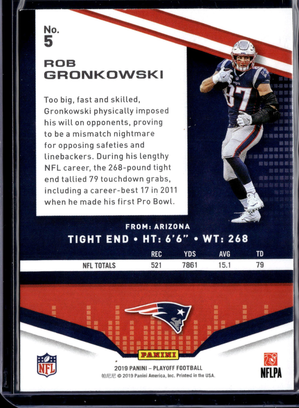 2019 Panini Playoff Kickoff Rob Gronkowski #5