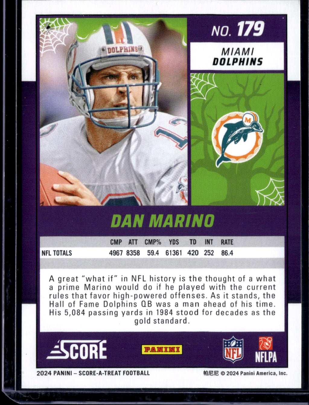 2024 Panini Score Score-A-Treat Dan Marino #179 Halloween Pumpkin Border