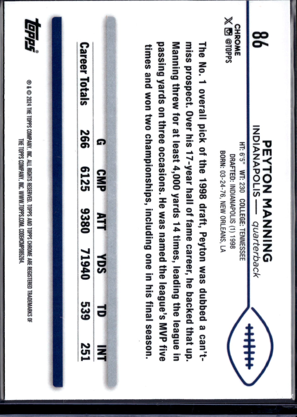 2024 Topps Chrome Peyton Manning #86