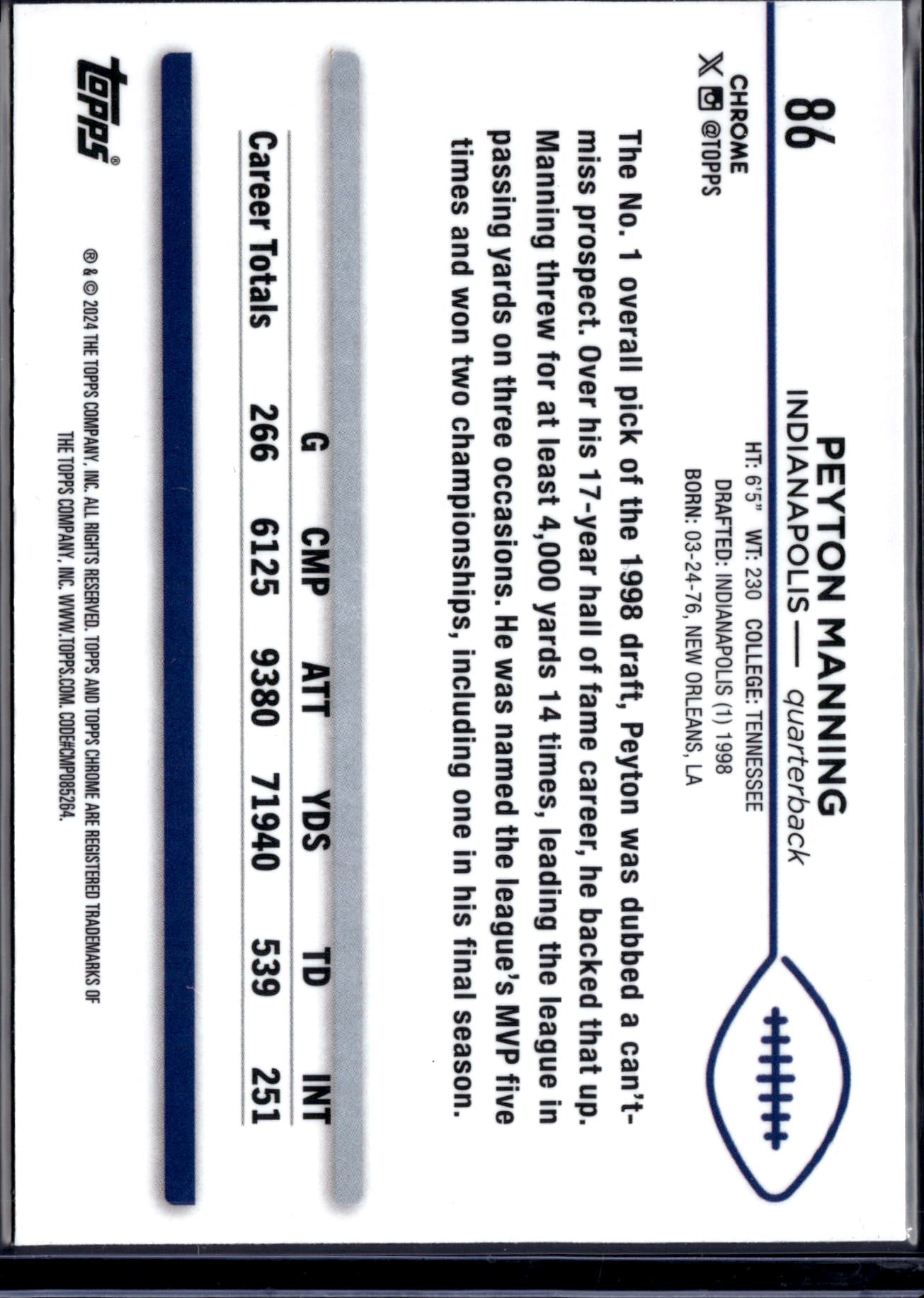 2024 Topps Chrome Peyton Manning #86
