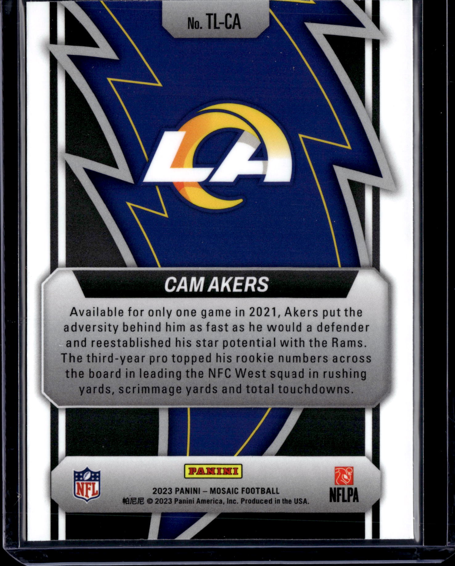 2023 Panini Mosaic Thunder Lane Cam Akers #TL-CA
