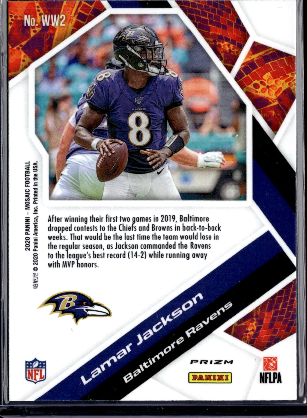 2020 Panini Mosaic Prizm Lamar Jackson #WW2 Green
