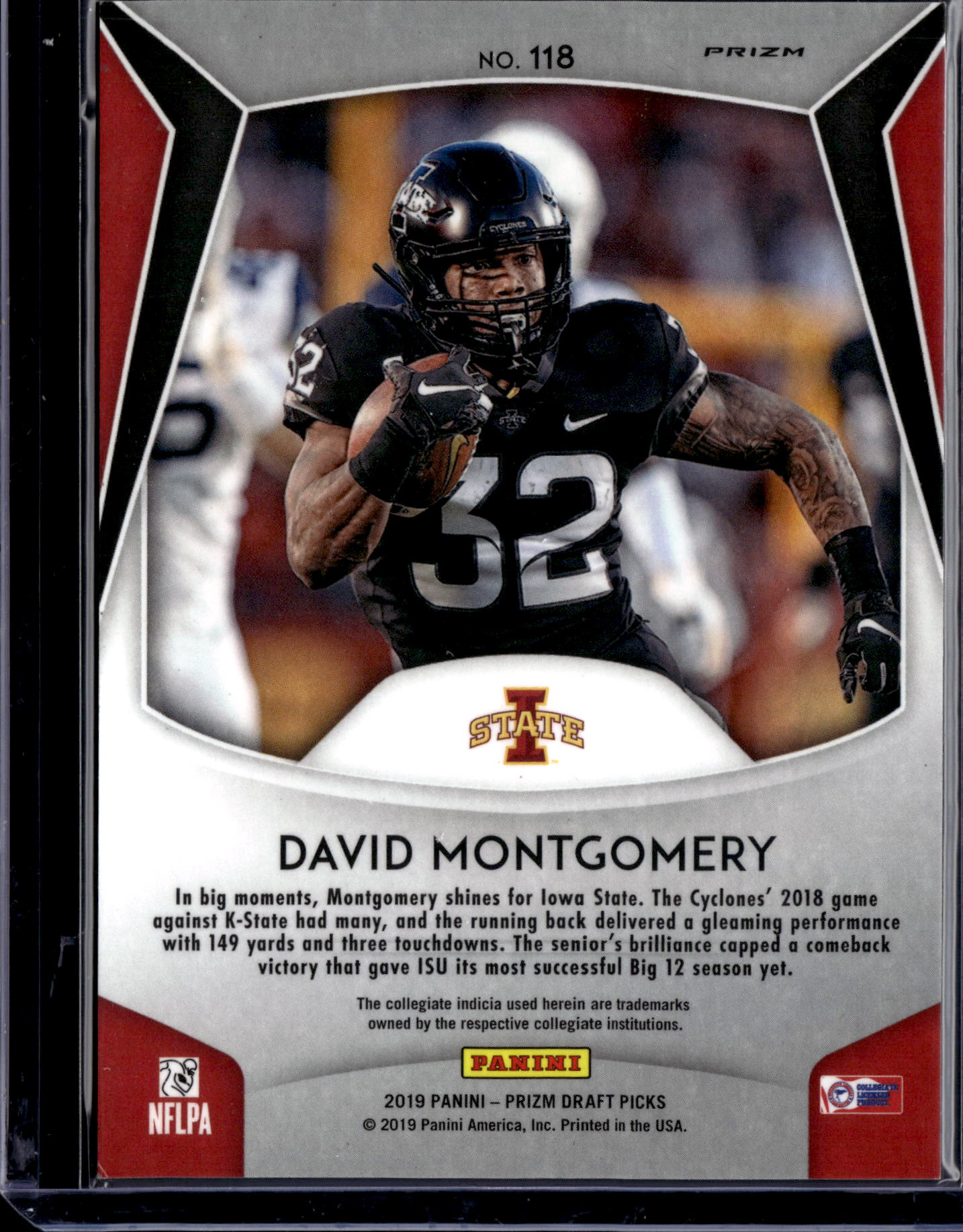 2019 Panini Prizm Draft Picks David Montgomery #118 Blue RC