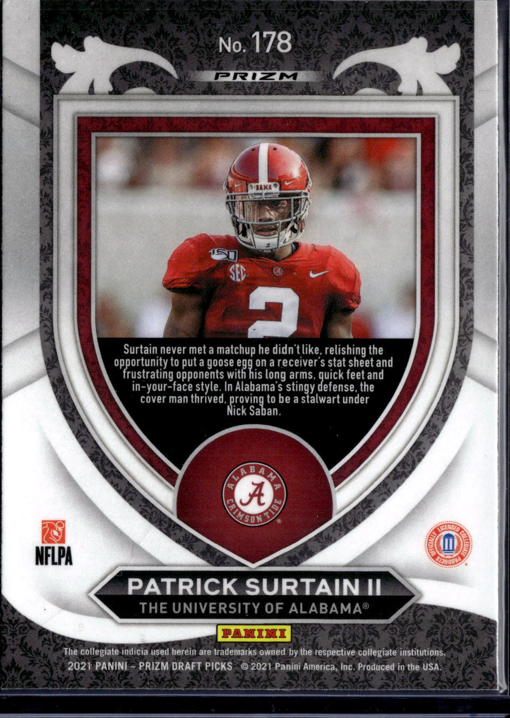 2021 Panini Prizm Draft Picks Crusade Patrick Surtain II #178 Green RC