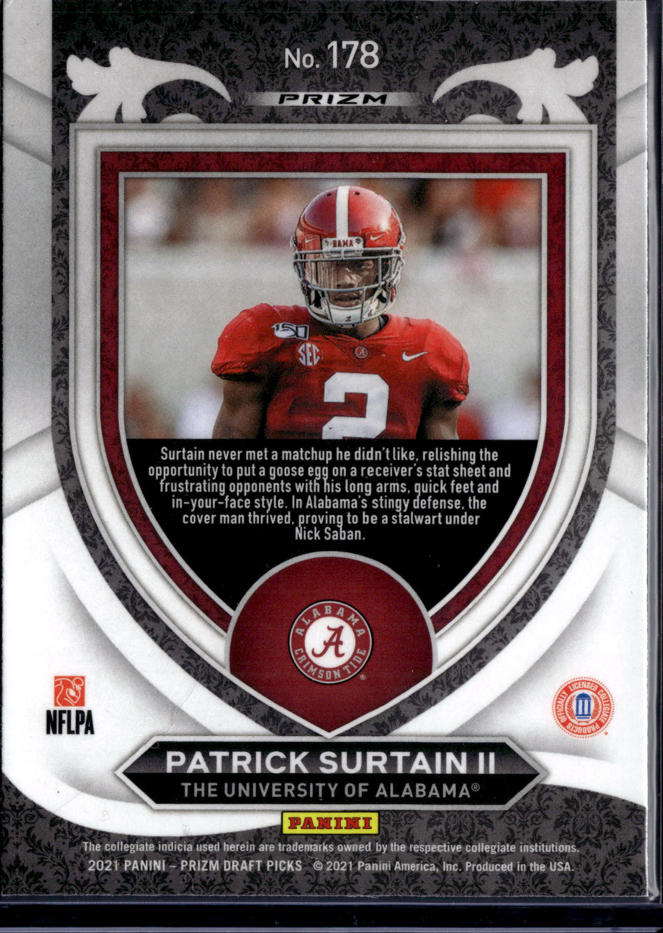 2021 Panini Prizm Draft Picks Crusade Patrick Surtain II #178 Green RC