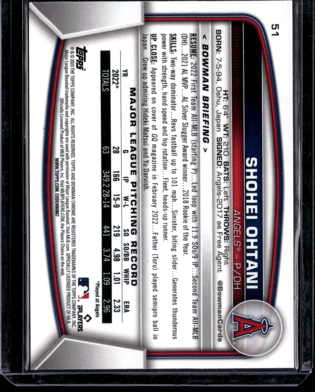 2023 Bowman Chrome Mojo Shohei Ohtani #51 Refractor