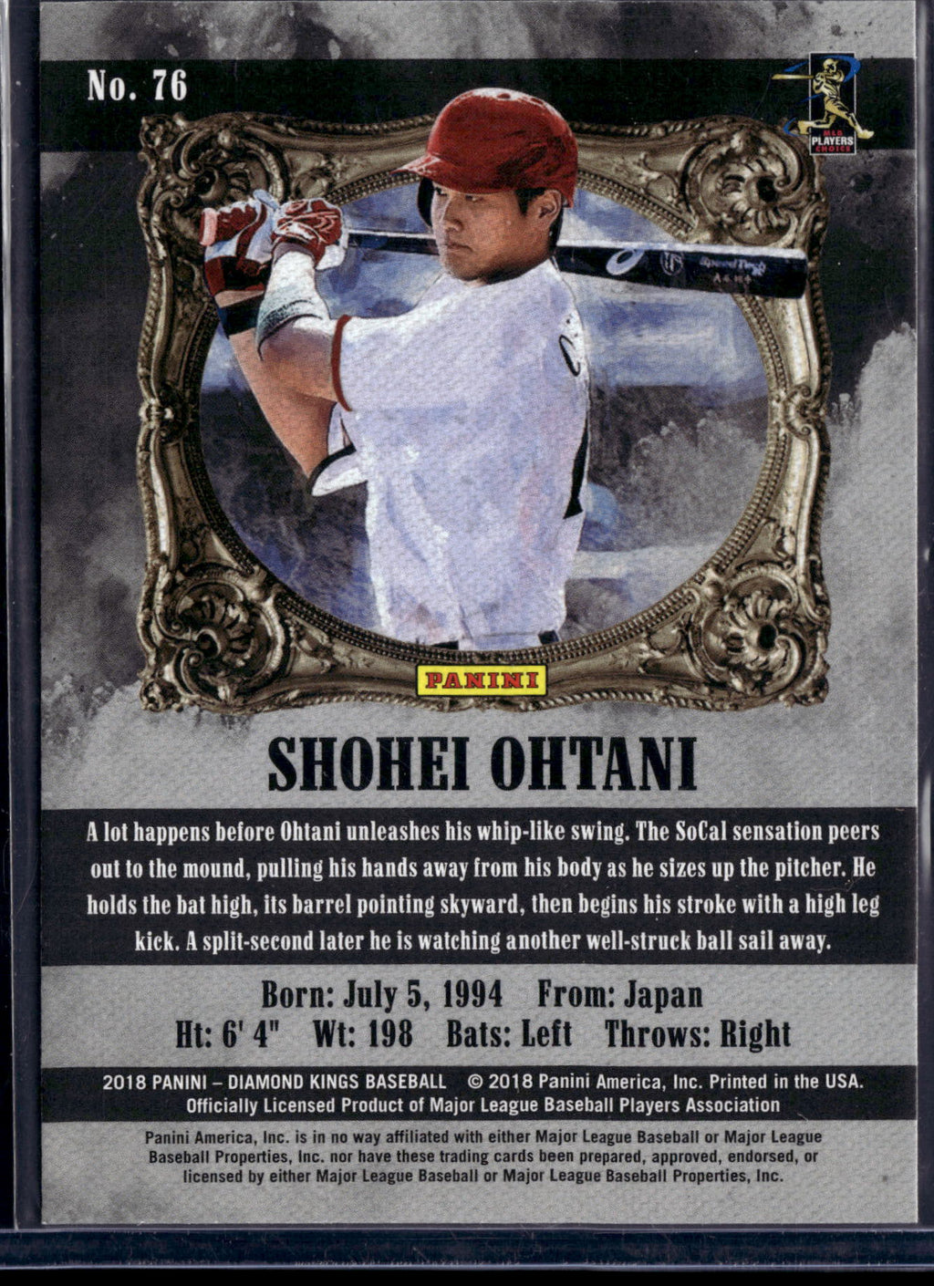 2018 Panini Diamond Kings Shohei Ohtani #76 Black and White RC