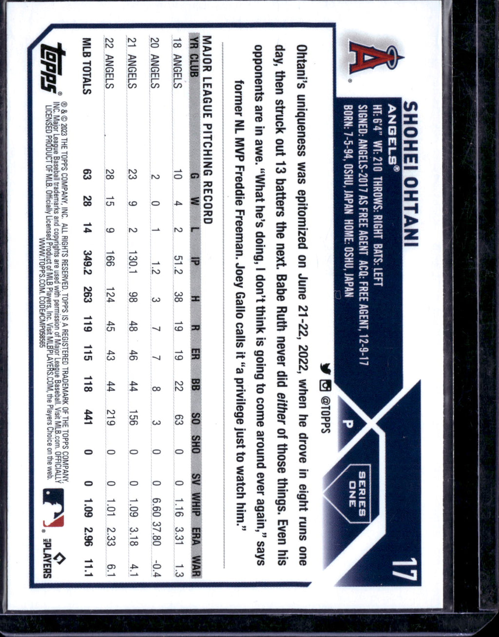 2023 Topps Series 1 Shohei Ohtani #17