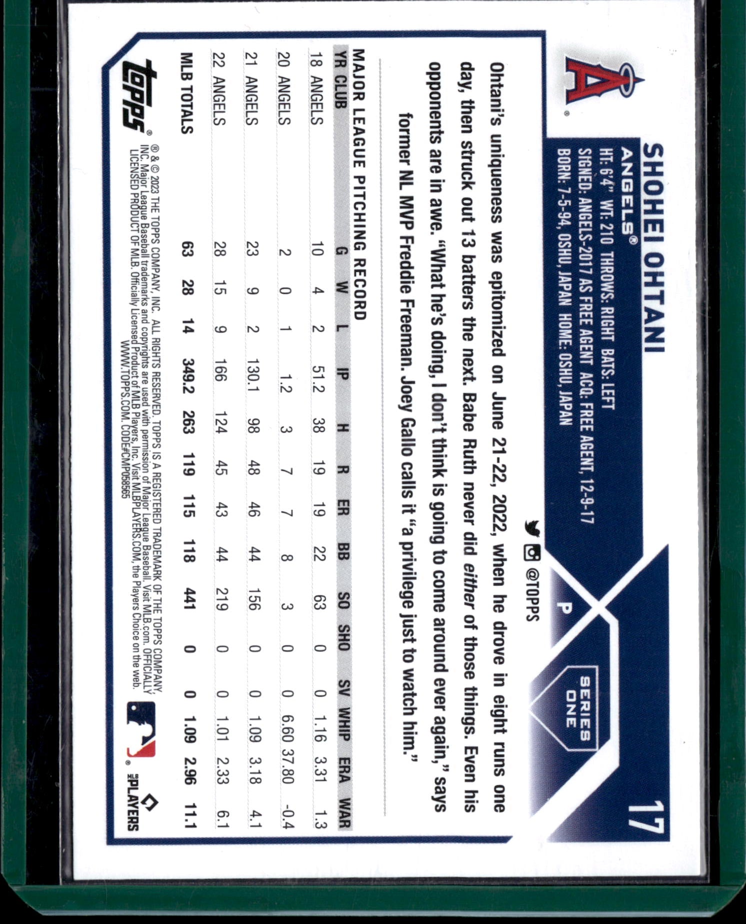 2023 Topps Series 1 Shohei Ohtani #17