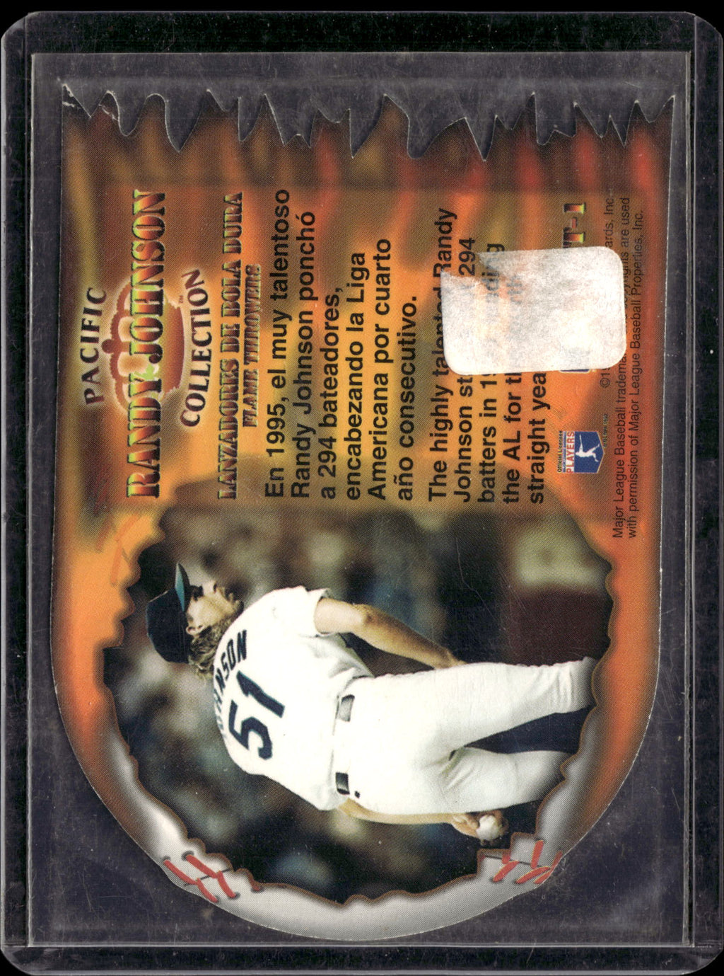 1996 Pacific Collection Flame Throwers Randy Johnson #FT-1 Die-Die-Cut