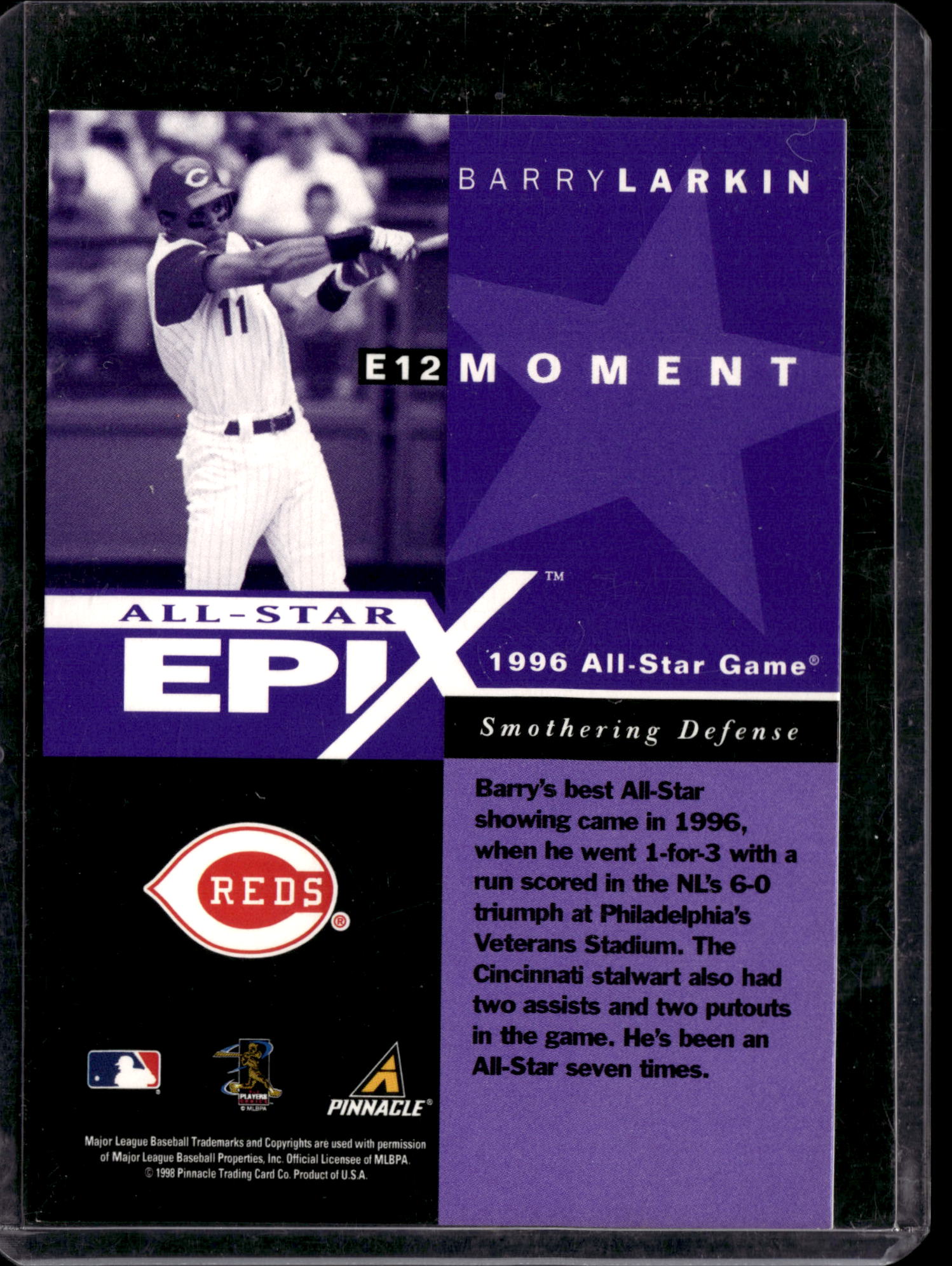 1998 Pinnacle Epix Moment Barry Larkin #E12 Purple