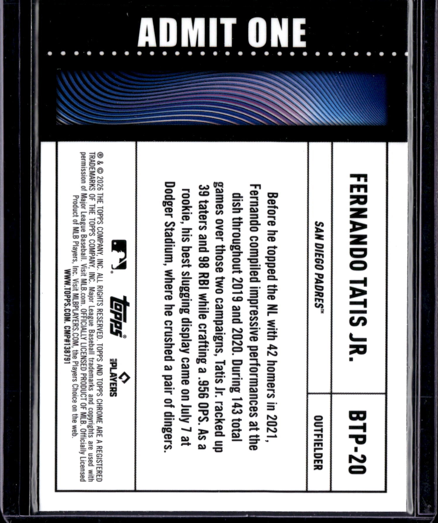 2026 Topps Chrome Big Ticket Player Fernando Tatis Jr. #BTP-20