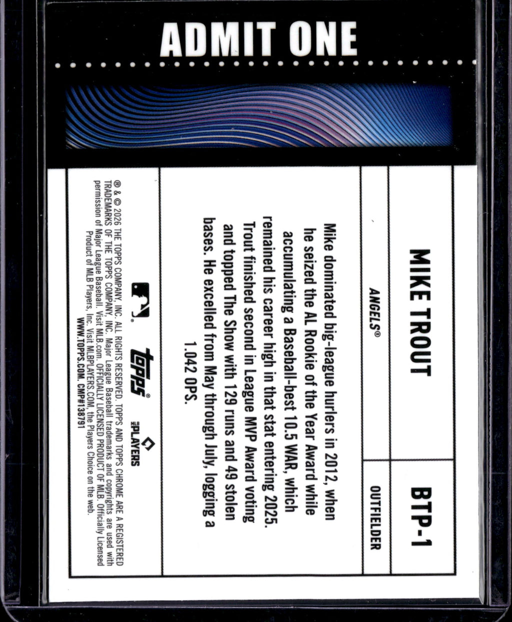 2026 Topps Chrome Big Ticket Player Mike Trout #BTP-1