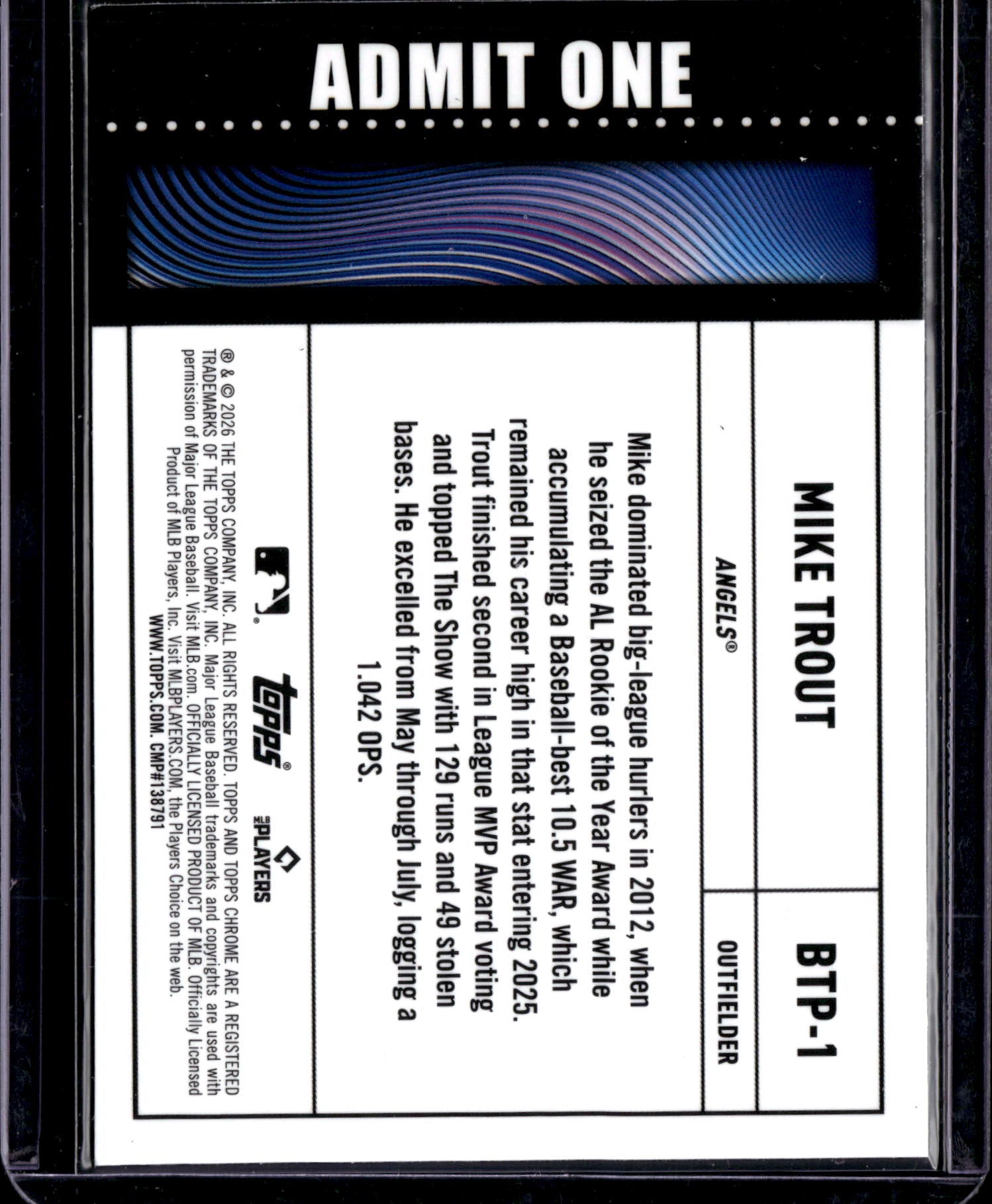 2026 Topps Chrome Big Ticket Player Mike Trout #BTP-1