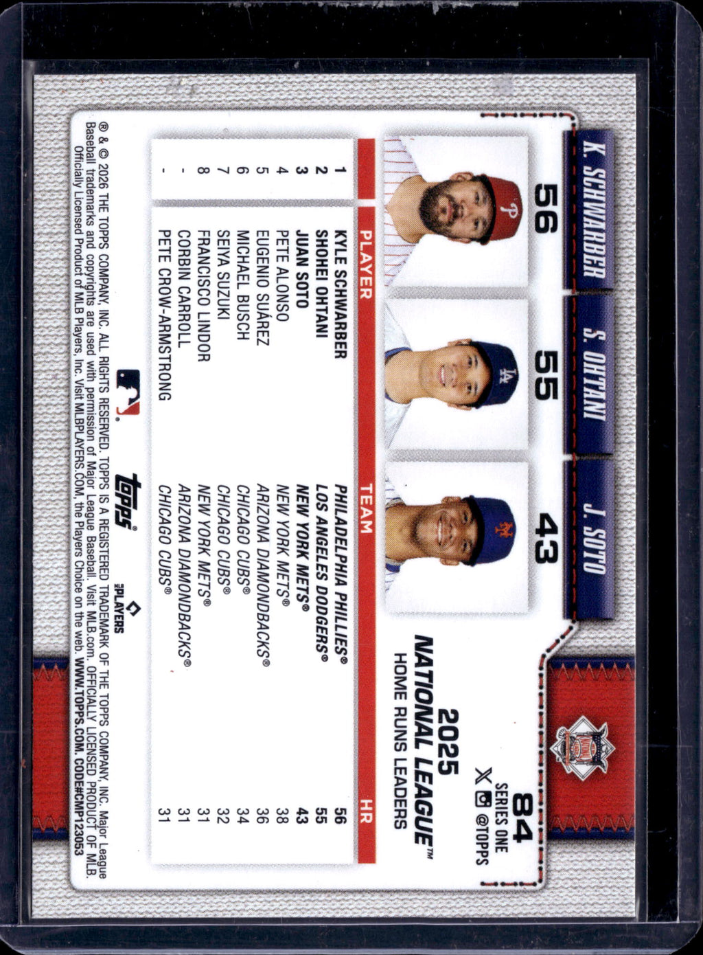 2026 Topps Series One Kyle Schwarber Shohei Ohtani Juan Soto #84