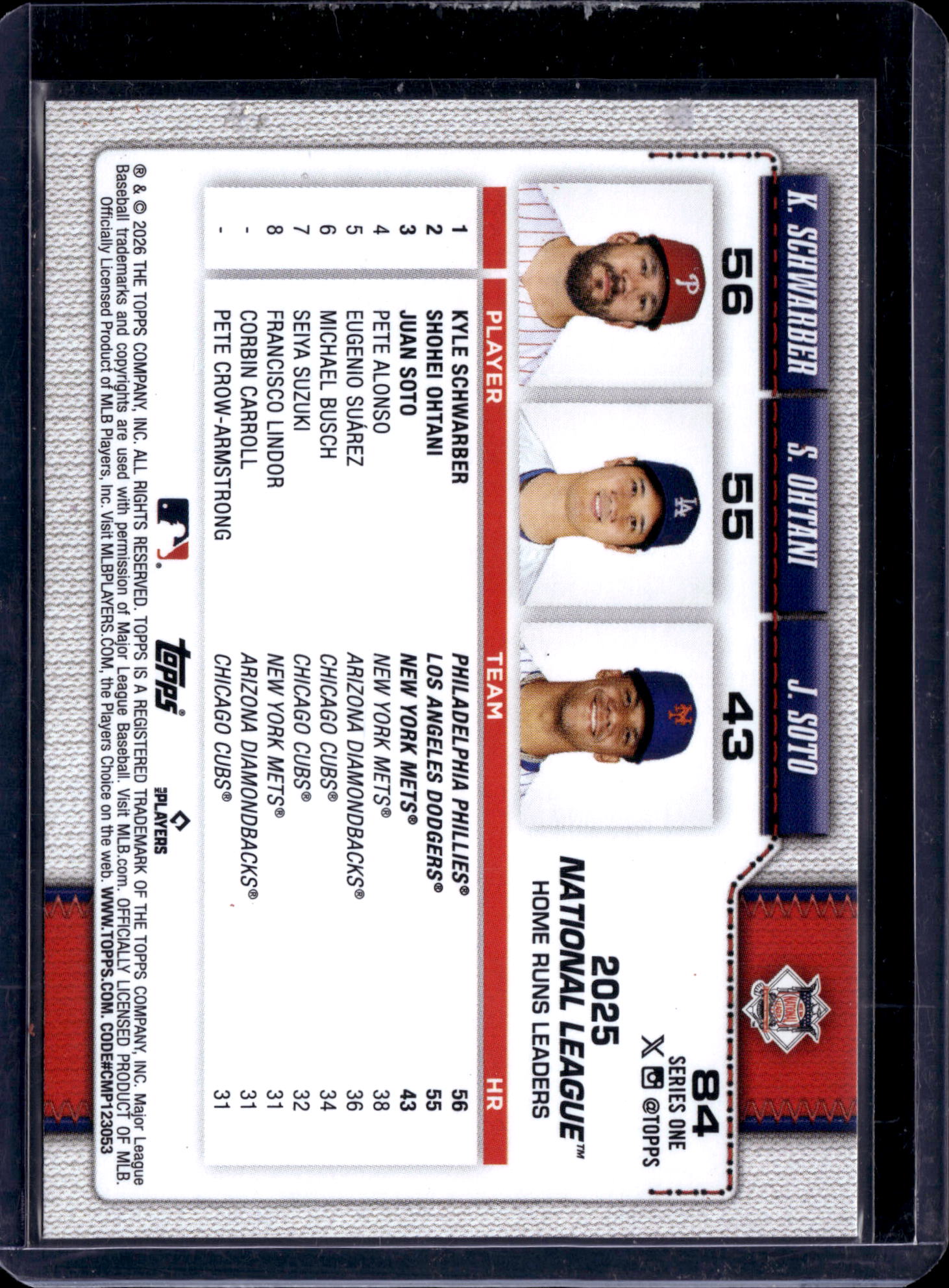 2026 Topps Series One Kyle Schwarber Shohei Ohtani Juan Soto #84