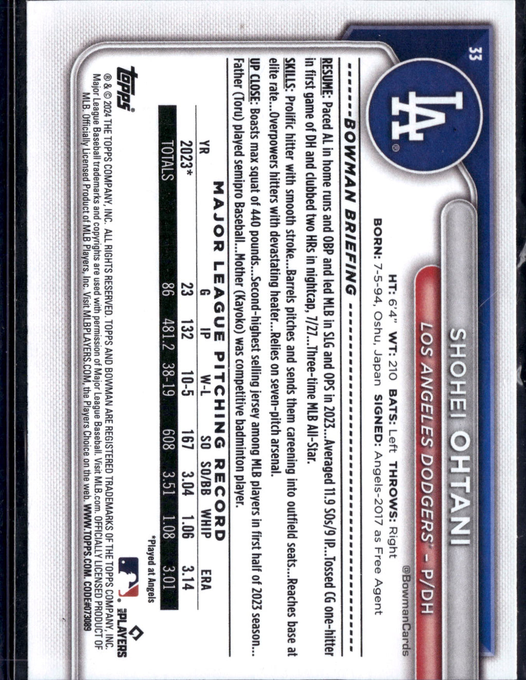 2024 Bowman Shohei Ohtani #33