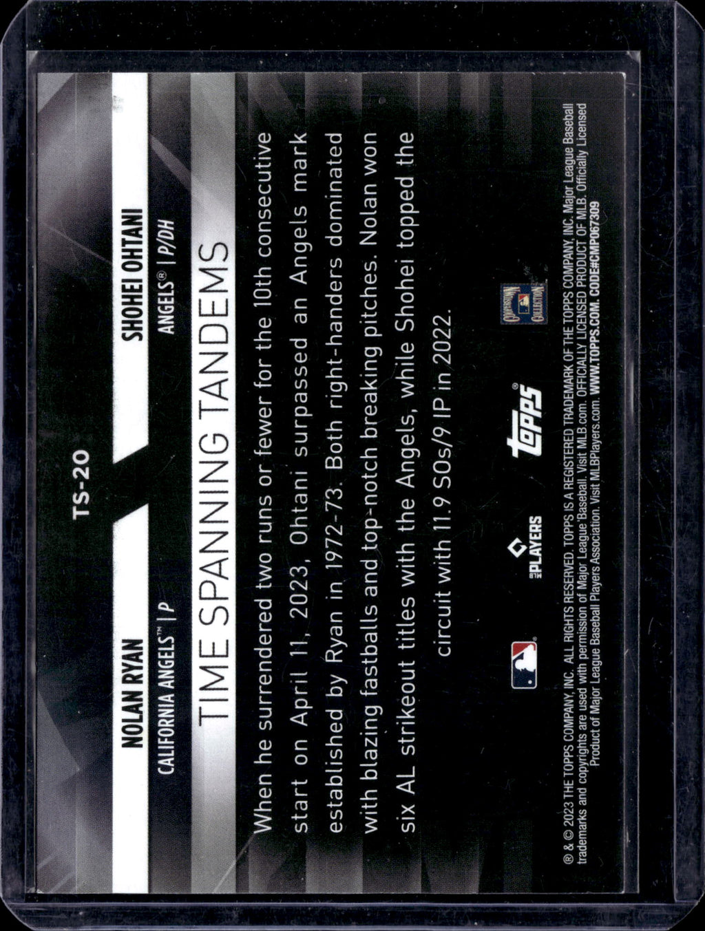 2023 Topps Time Spanning Tandems Nolan Ryan Shohei Ohtani #TS-20