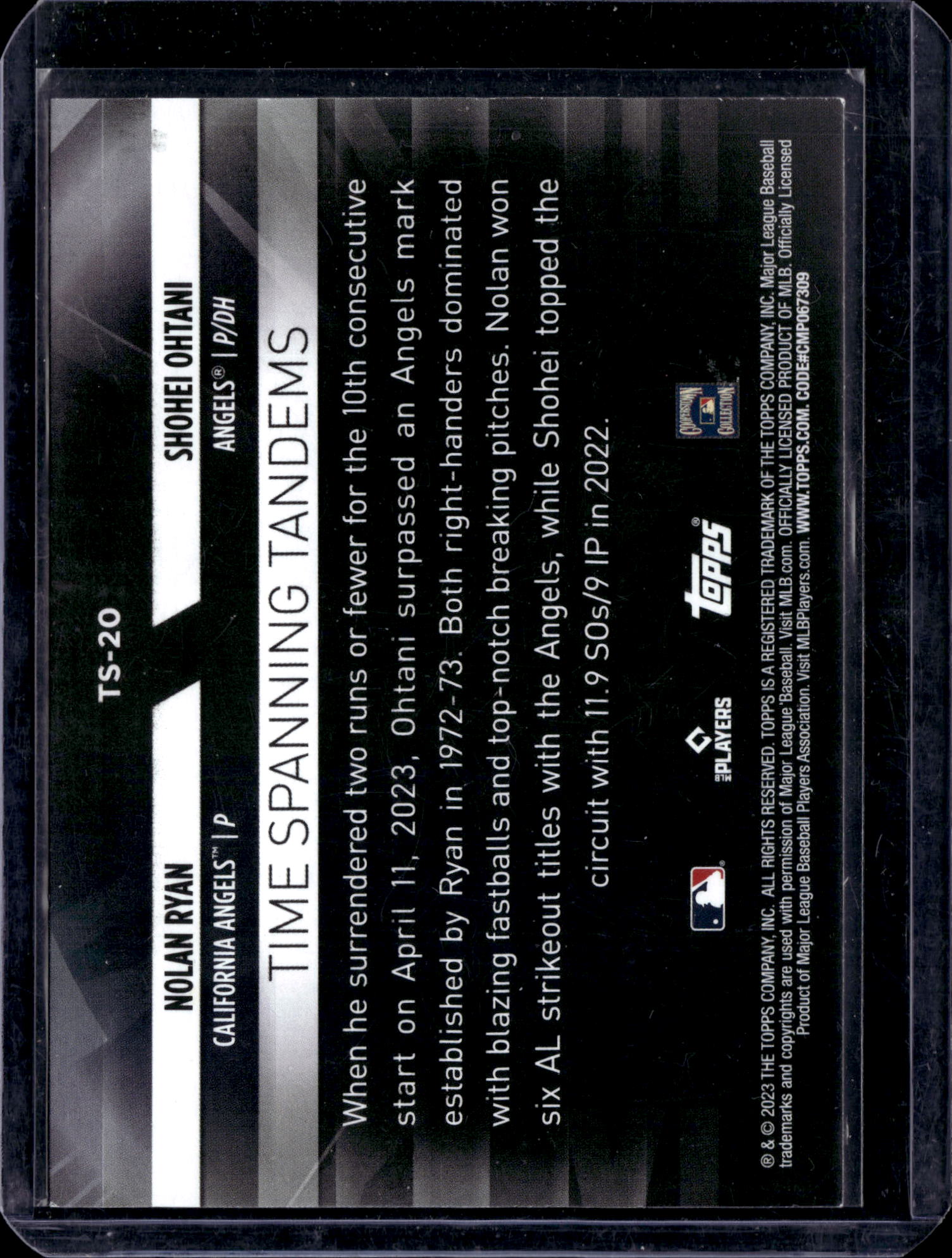 2023 Topps Time Spanning Tandems Nolan Ryan Shohei Ohtani #TS-20