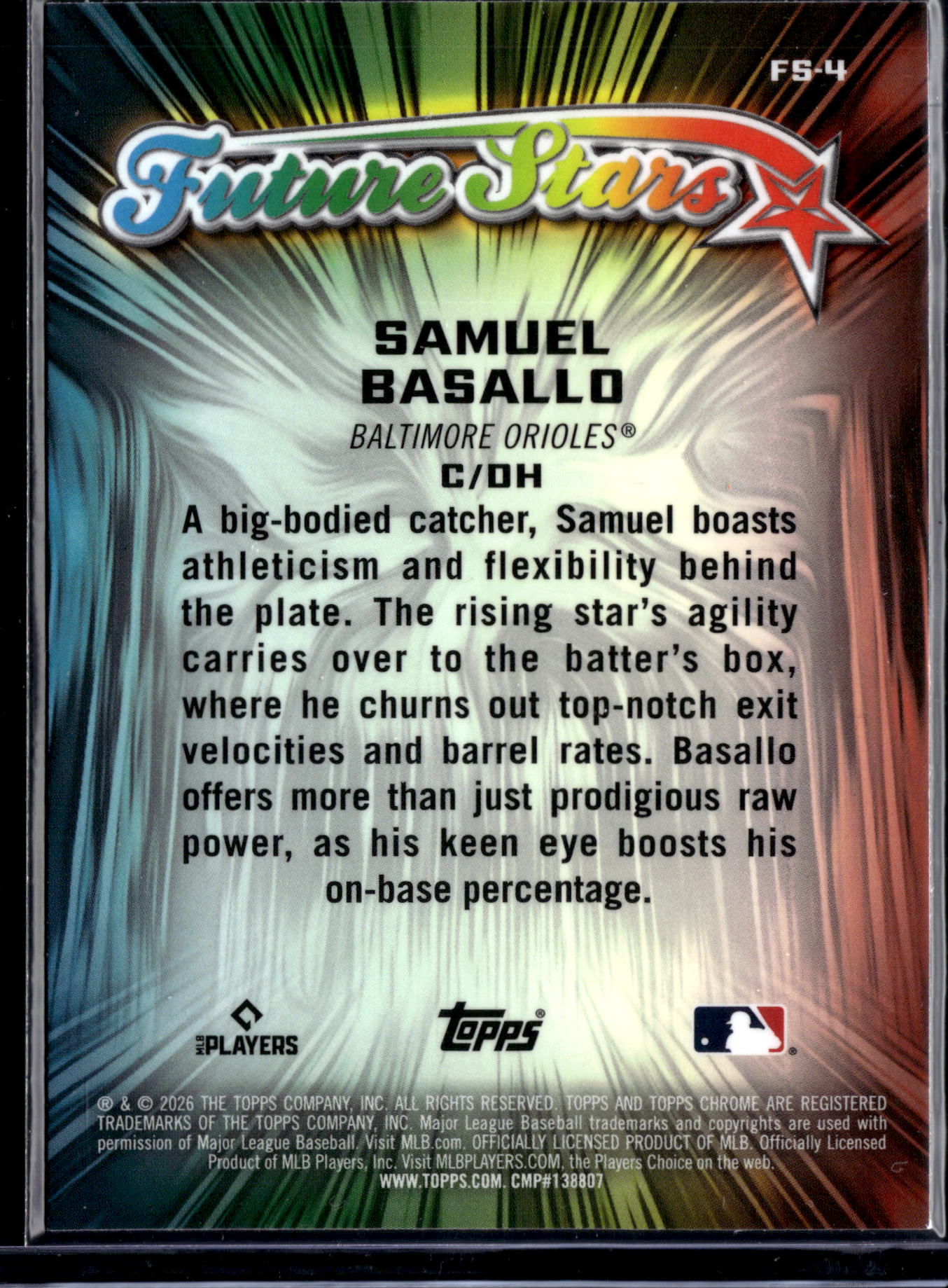 2026 Topps Chrome Future Stars Samuel Basallo #FS-4 RC