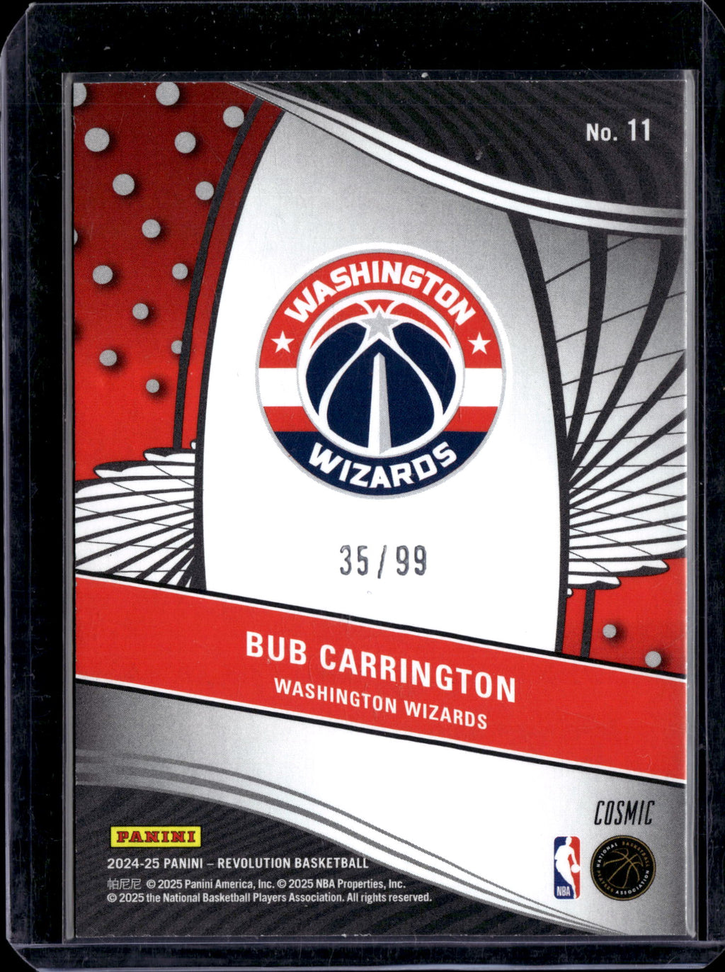 2025 Panini Revolution Supernova Bub Carrington #11 Cosmic /99 RC