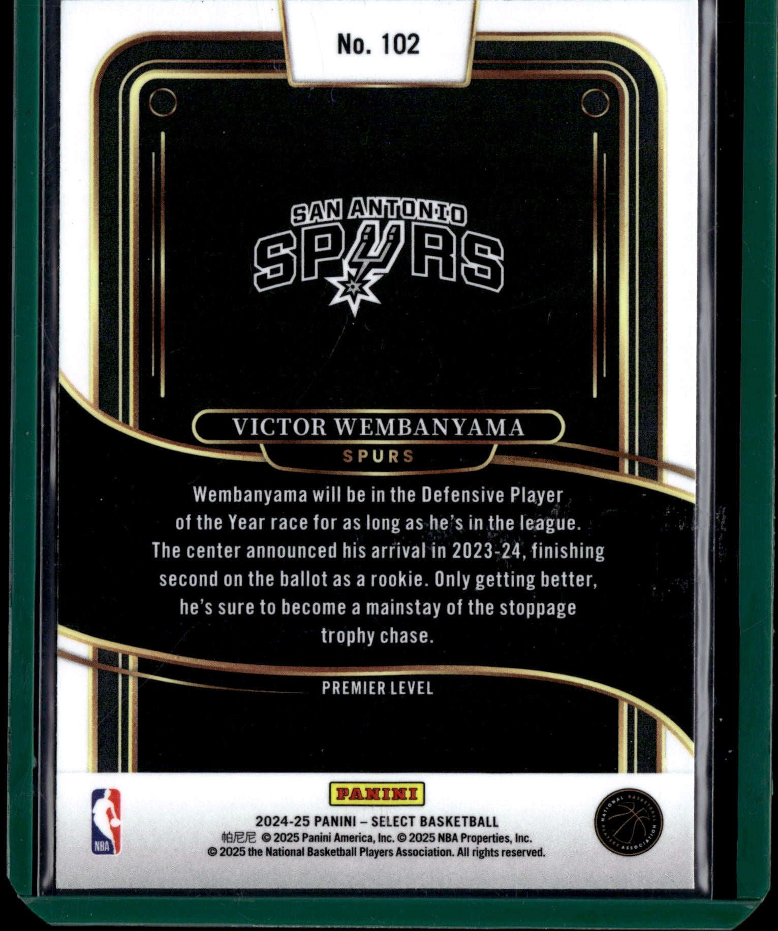 2025 Panini Select Premier Level Victor Wembanyama #102