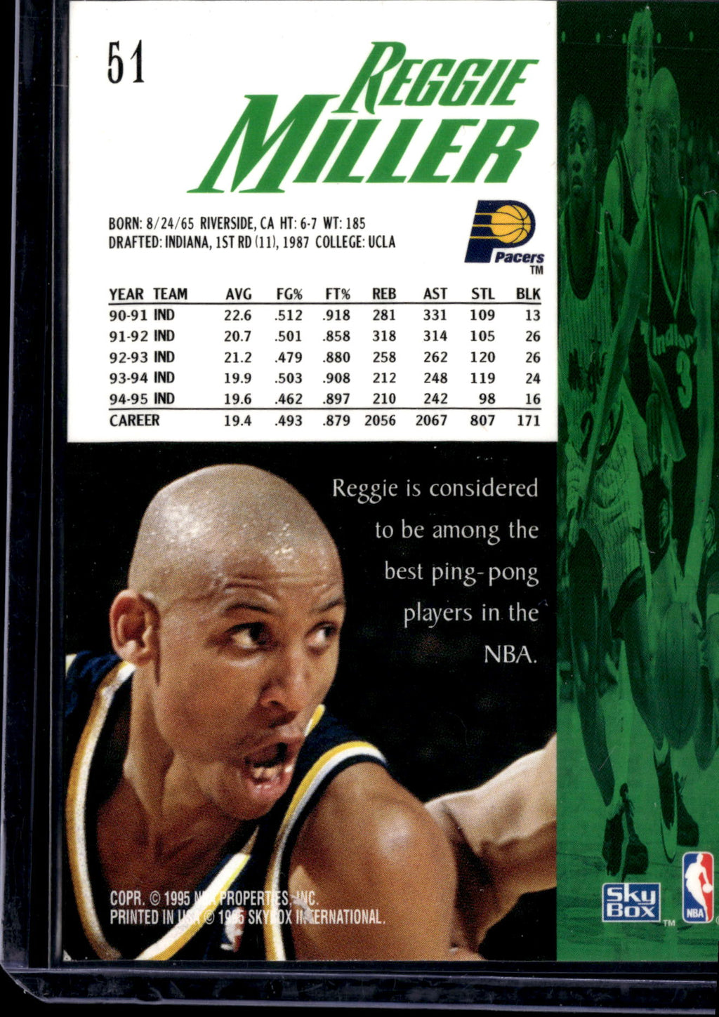 1995 SkyBox Reggie Miller #51