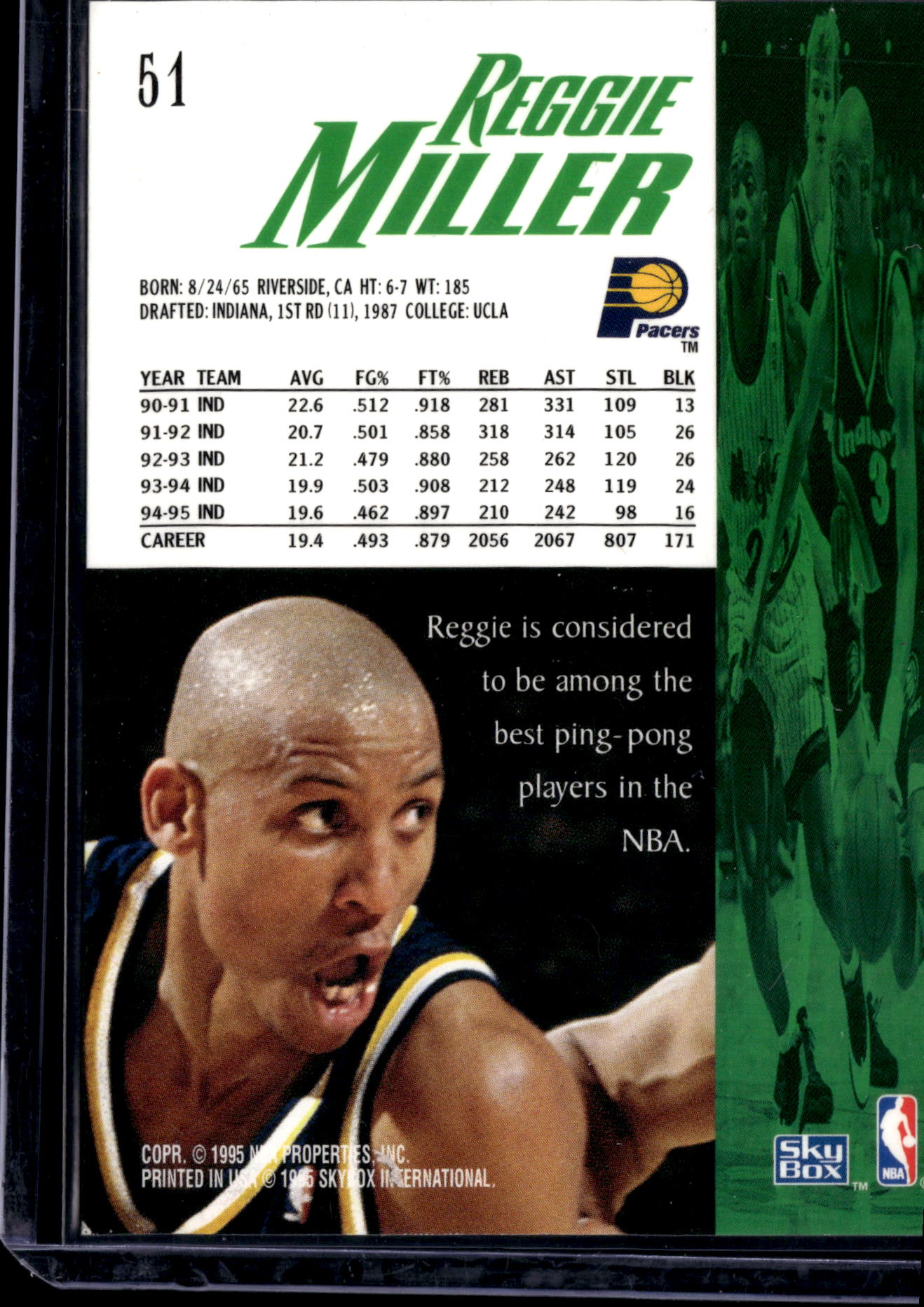 1995 SkyBox Reggie Miller #51