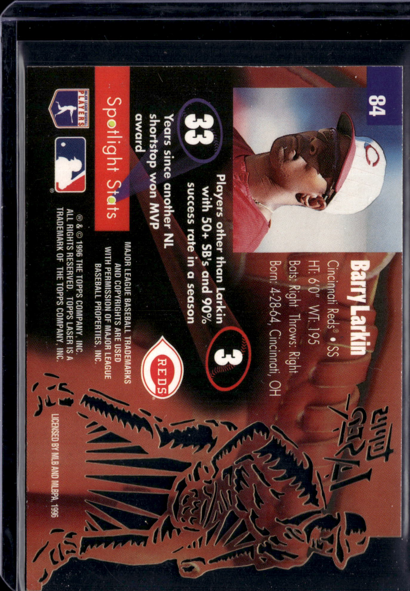 1996 Topps Laser Barry Larkin #84