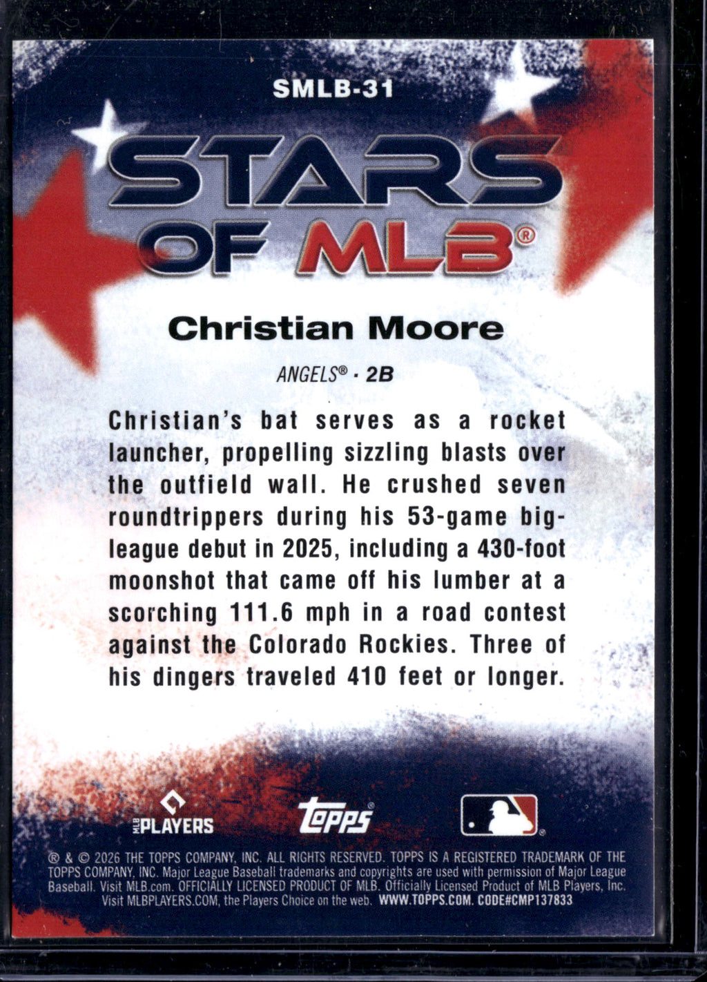 2026 Topps Stars of MLB Christian Moore #SMLB-31 RC