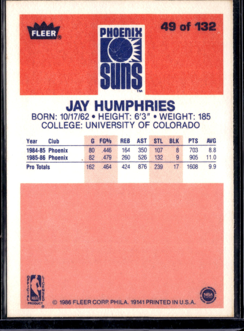 1986 Fleer Jay Humphries #49