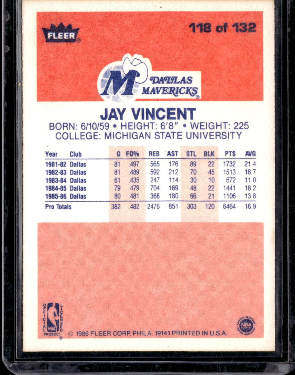 1986 Fleer Jay Vincent #118