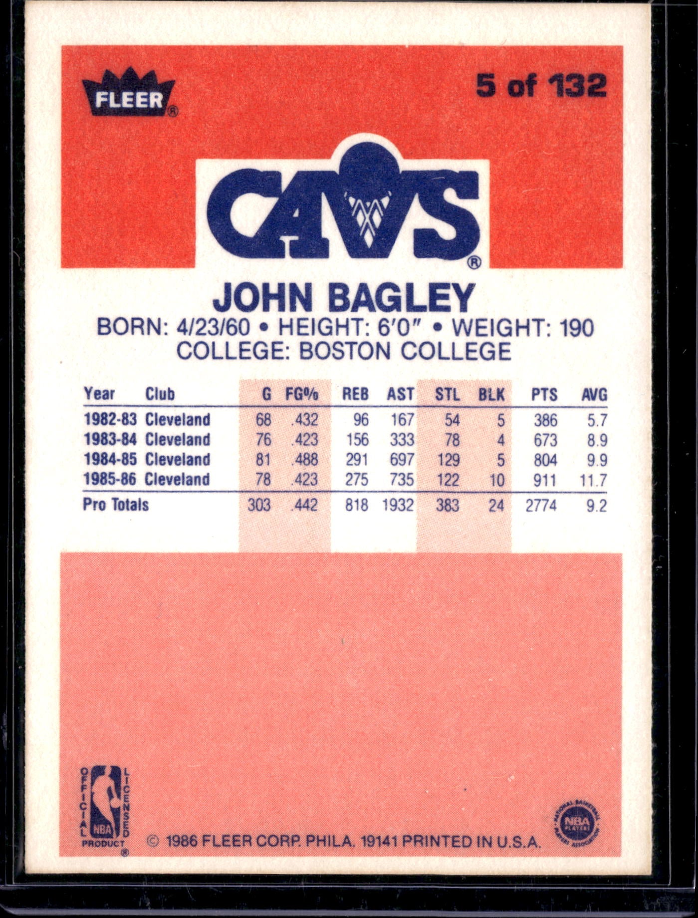 1985 Fleer Premier John Bagley #5