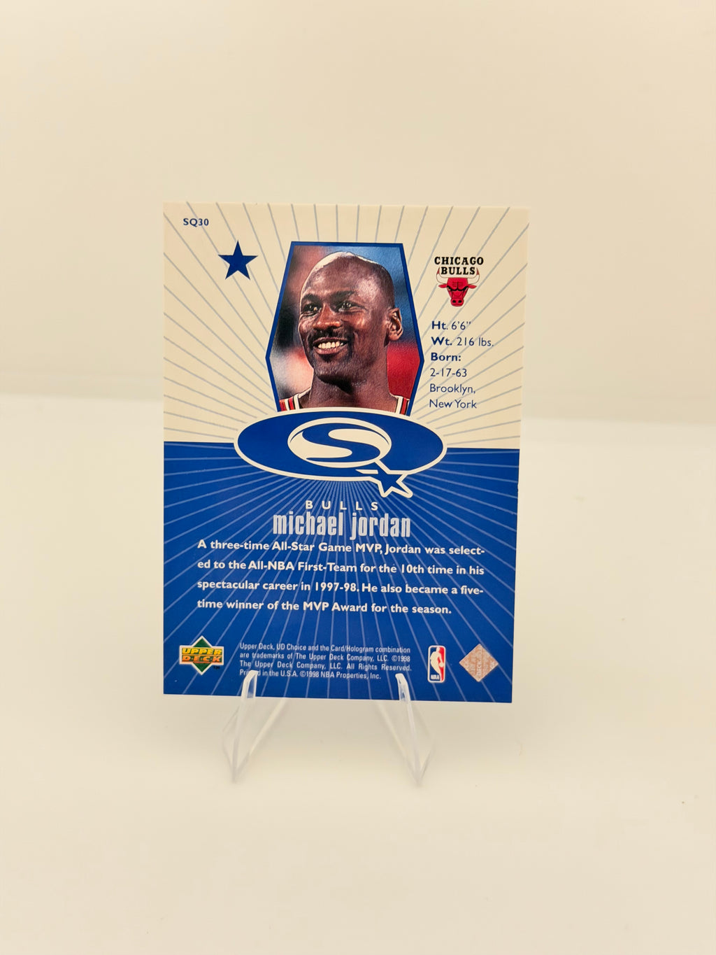 1998 Upper Deck UD Choice StarQuest Michael Jordan #SQ30 Blue
