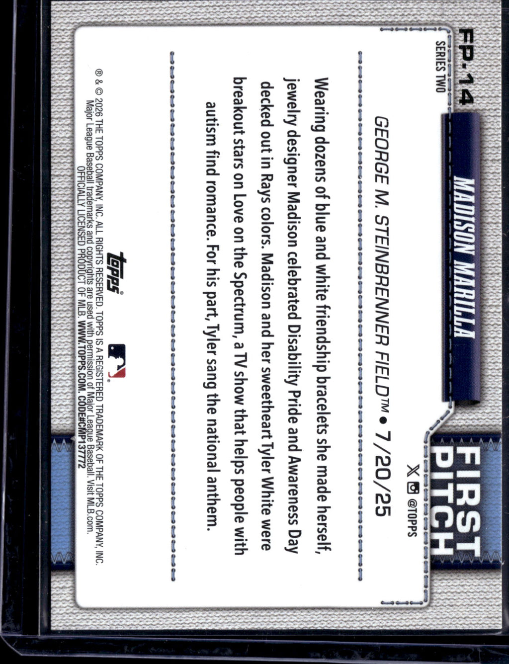 2026 Topps Series 2 First Pitch Madison Marilla #FP-14 Purple