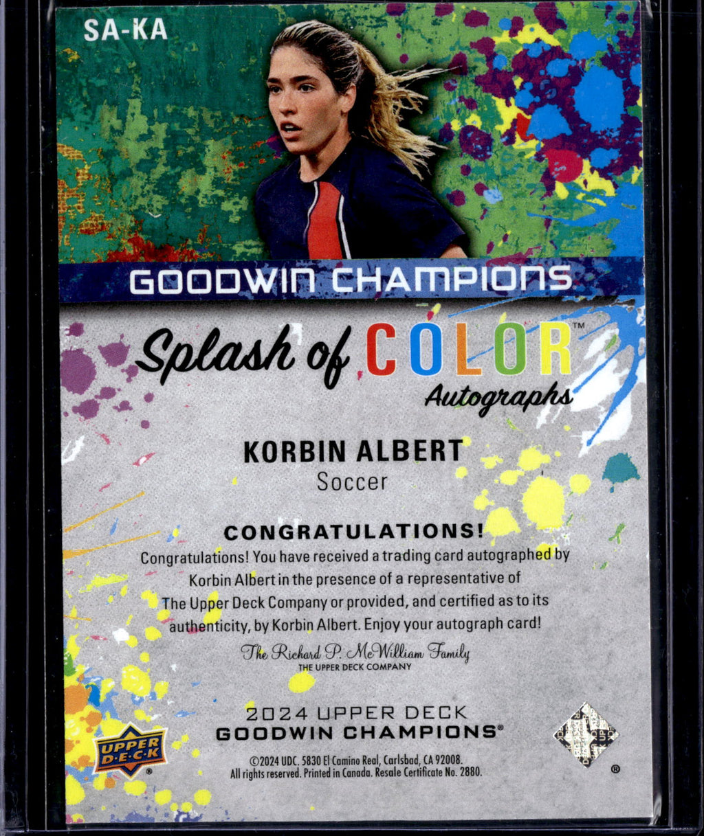 2024 Upper Deck Goodwin Champions Splash of Color Korbin Albert #SA-KA Autograph