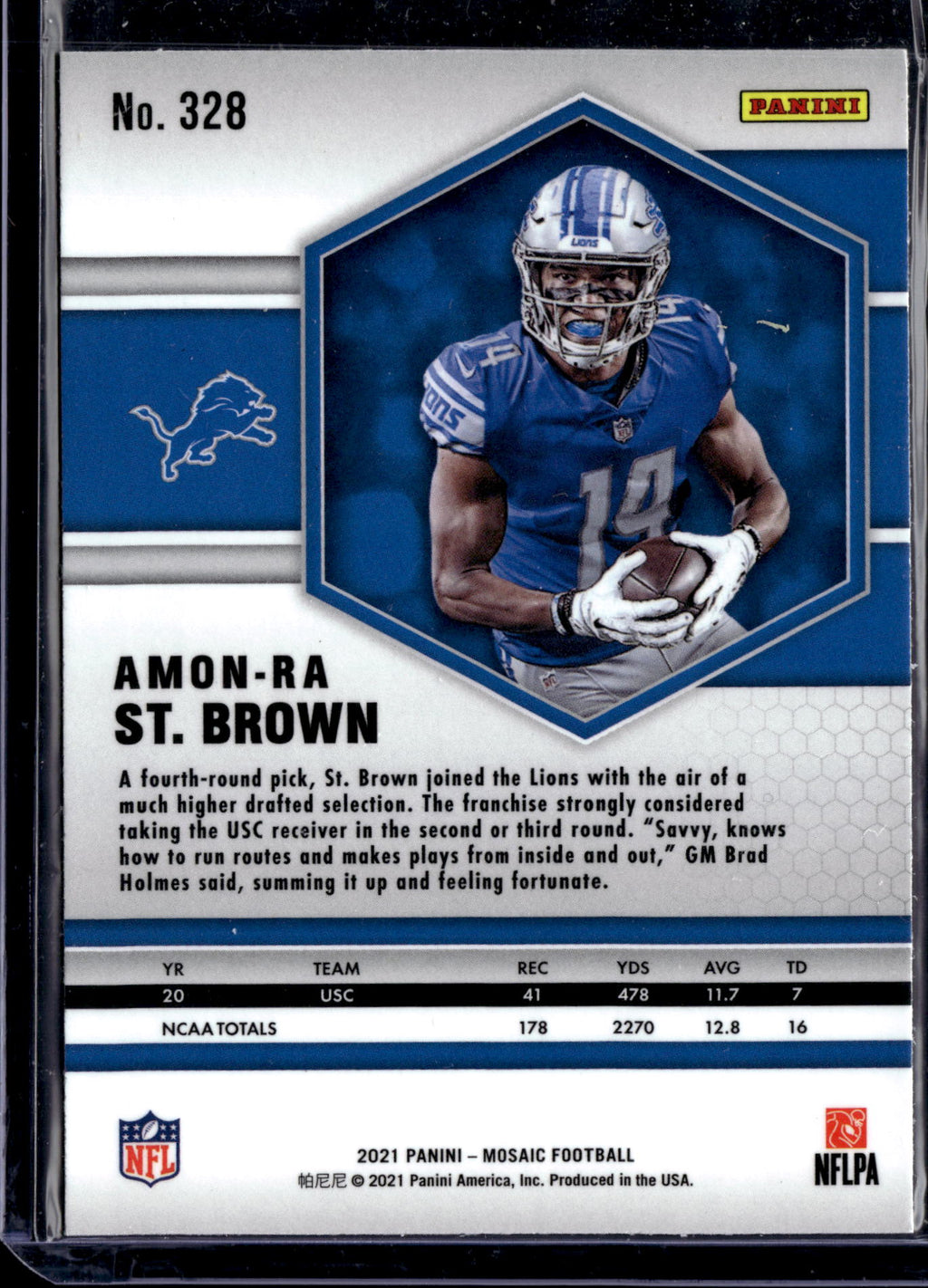 2021 Panini Mosaic Amon-Ra St. Brown #328 RC