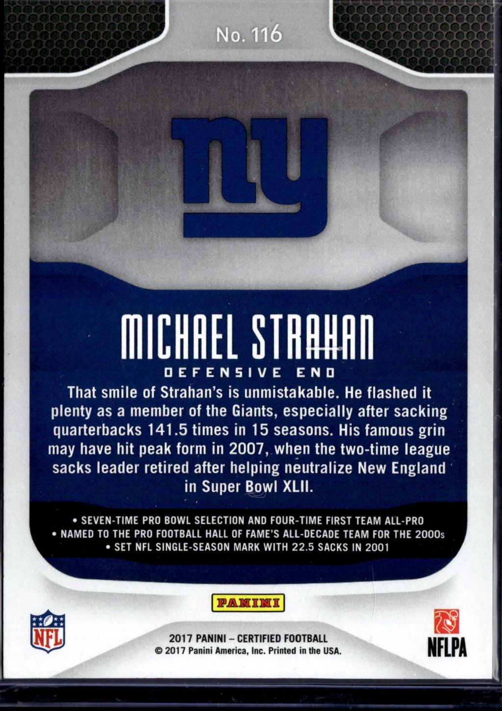 2017 Panini Certified Immortals Michael Strahan #116 Blue /499