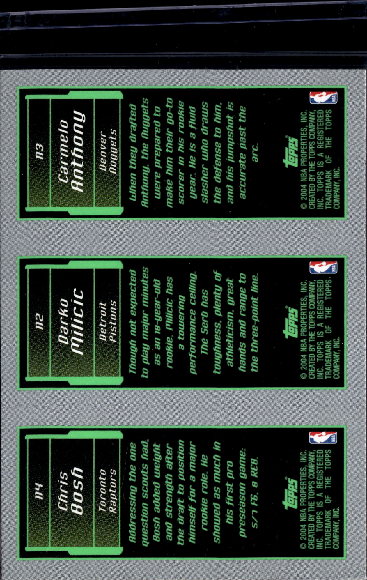 2004 Topps Matrix Chris Bosh Carmelo Anthony Darko Milicic #113-112-114