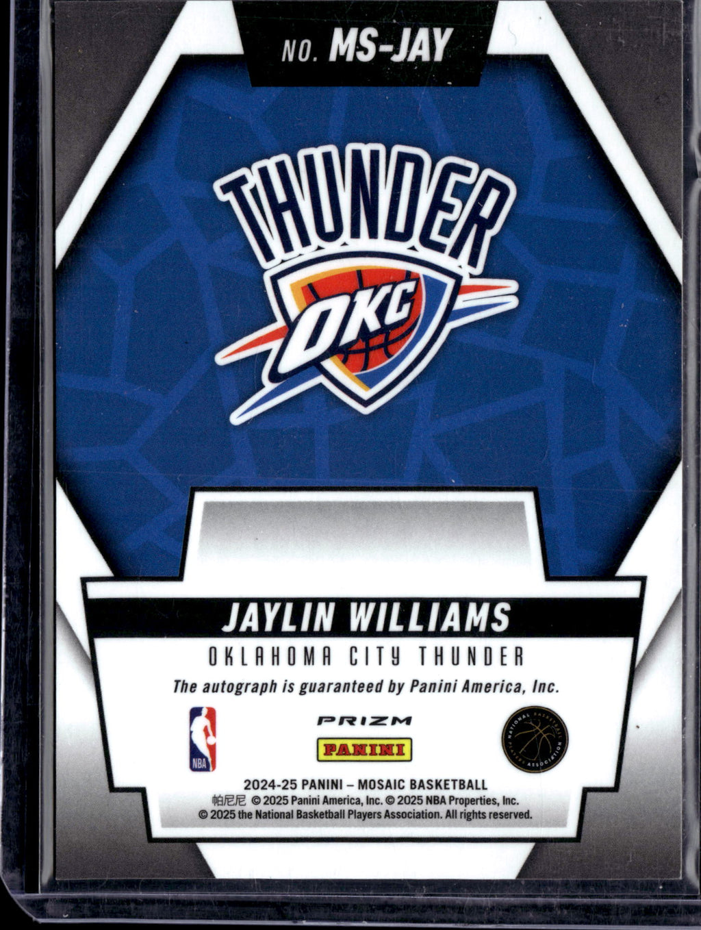 2025 Panini Mosaic Scripts Jaylin Williams #MS-JAY Genesis
