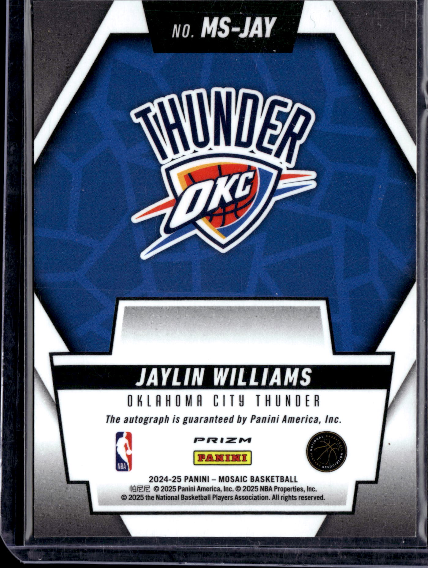 2025 Panini Mosaic Scripts Jaylin Williams #MS-JAY Genesis