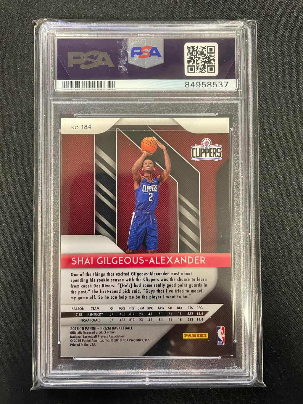 2018-19 Panini Prizm Shai Gilgeous-Alexander #184 Auto authentic
