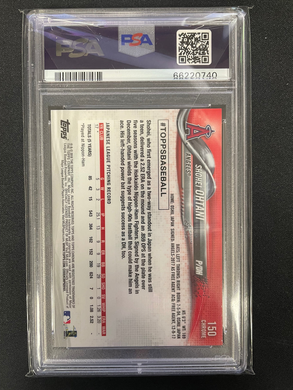 2018 Topps Chrome Shohei Ohtani #150 PSA 10
